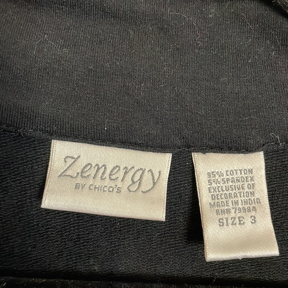 Zenergy By Chico's Black Embroided and Beaded Full Zip Jacket - Picture 7 of 10